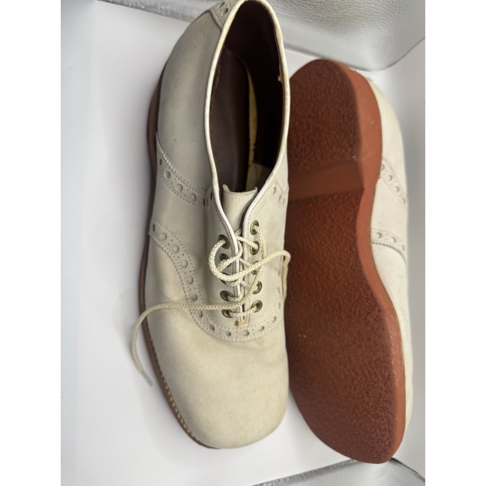 Rare Vintage Manly Shoes 12 D White Saddle Suede 1970s - Picture 9 of 11